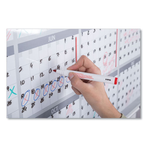 Magnetic Dry Erase Calendar Board, 12-month, 48 X 36, White Surface, Silver Aluminum Frame.