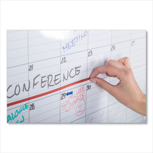 Magnetic Dry Erase Calendar Board, One Month, 48 X 36, White Surface, Silver Aluminum Frame.