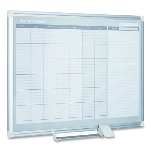 Magnetic Dry Erase Calendar Board, One Month, 48 X 36, White Surface, Silver Aluminum Frame.