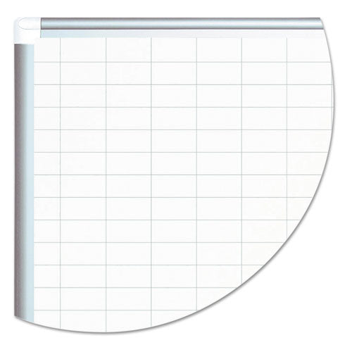 Gridded Magnetic Steel Dry Erase Planning Board, 1 X 2 Grid, 36 X 24, White Surface,Silver Aluminum Frame