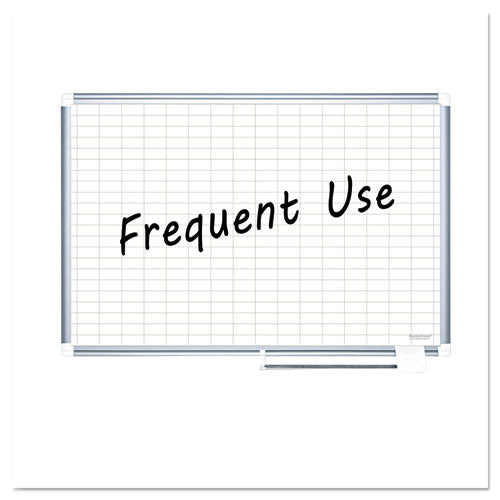 Gridded Magnetic Steel Dry Erase Planning Board, 1 X 2 Grid, 36 X 24, White Surface,Silver Aluminum Frame