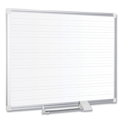 Ruled Magnetic Steel Dry Erase Planning Board, 48 X 36, White Surface, Silver Aluminum Frame.