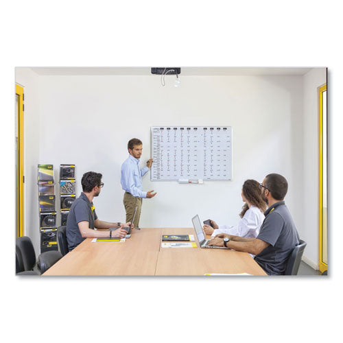 Ruled Magnetic Steel Dry Erase Planning Board, 48 X 36, White Surface, Silver Aluminum Frame.