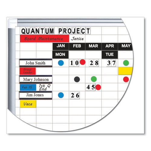 Gridded Magnetic Steel Dry Erase Planning Board,1 X 2 Grid, 72 X 48, White Surface, Silver Aluminum Frame