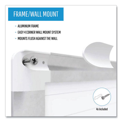 Gridded Magnetic Steel Dry Erase Planning Board,1 X 2 Grid, 72 X 48, White Surface, Silver Aluminum Frame