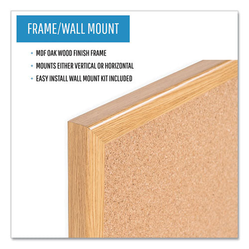 Value Cork Bulletin Board With Oak Frame, 24 X 36, Brown Surface, Oak Frame.