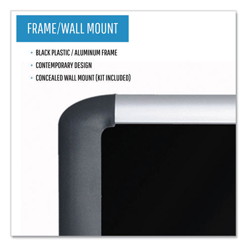 Soft-touch Bulletin Board, 72 X 48, Black Fabric Surface, Aluminum/black Aluminum Frame.