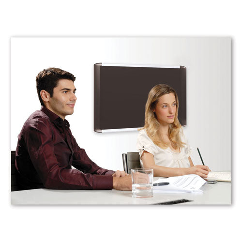 Soft-touch Bulletin Board, 72 X 48, Black Fabric Surface, Aluminum/black Aluminum Frame.