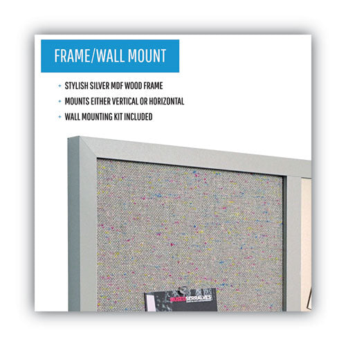 Designer Combo Fabric Bulletin/dry Erase Board, 24 X 18, Multicolor/gray Surface, Gray Mdf Wood Frame.