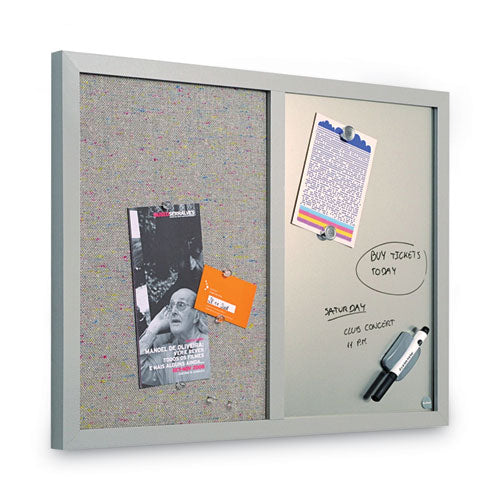 Designer Combo Fabric Bulletin/dry Erase Board, 24 X 18, Multicolor/gray Surface, Gray Mdf Wood Frame.