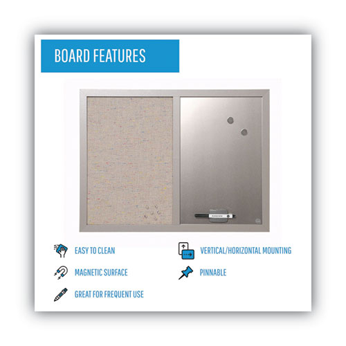 Designer Combo Fabric Bulletin/dry Erase Board, 24 X 18, Multicolor/gray Surface, Gray Mdf Wood Frame.