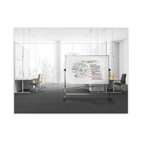 Earth Silver Easy Clean Mobile Revolver Dry Erase Boards,48 X 70, White Surface, Silver Steel Frame