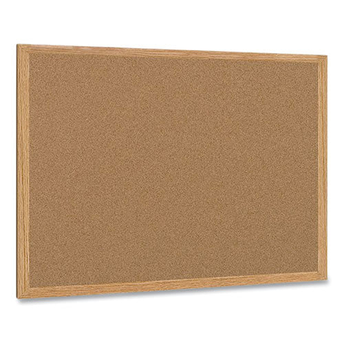 Earth Cork Board, 72 X 48, Tan Surface, Oak Wood Frame.