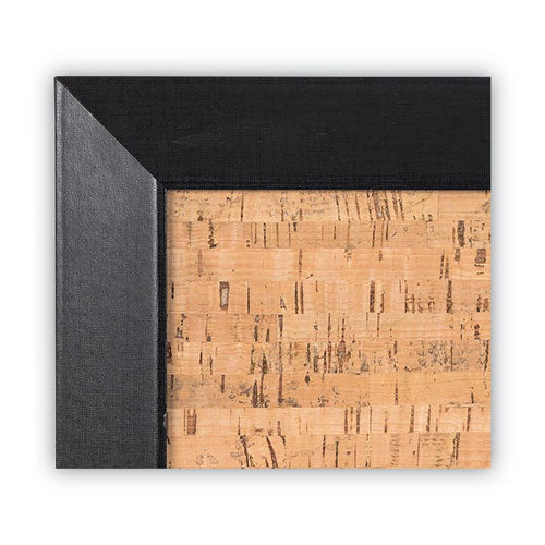 Natural Cork Bulletin Board, 36 X 24, Tan Surface, Black Wood Frame.