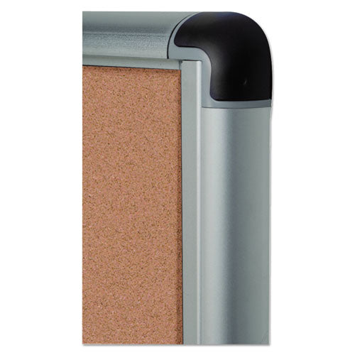 Slim-line Enclosed Cork Bulletin Board, One Door, 28 X 38, Tan Surface, Aluminum Frame.