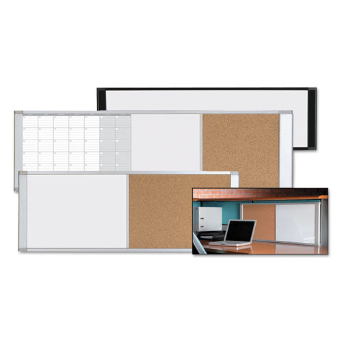 Combo Cubicle Workstation Dry Erase/cork Board, 48 X 18, Tan/white Surface, Aluminum Frame.