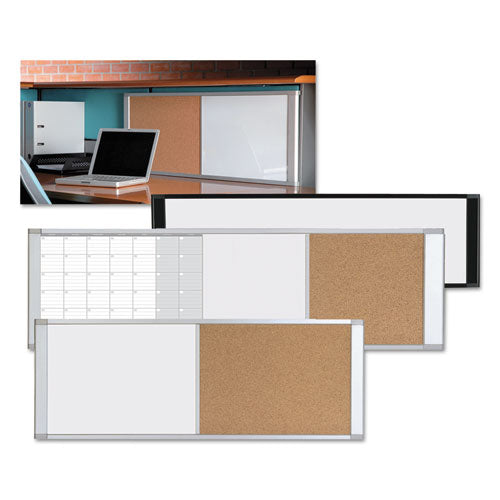 Combo Cubicle Workstation Dry Erase/cork Board, 48 X 18, Tan/white Surface, Aluminum Frame.