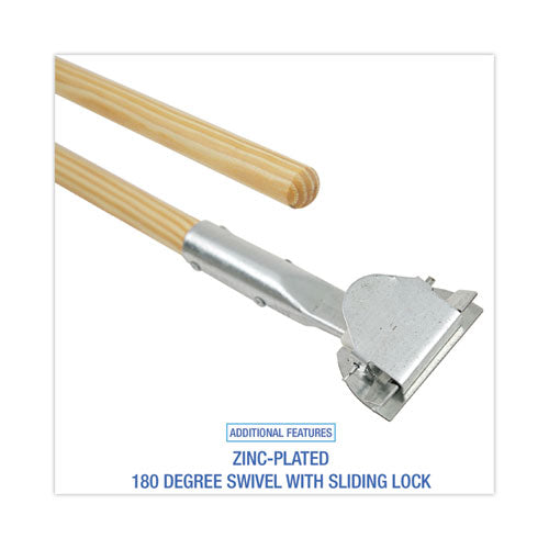 Clip-on Dust Mop Handle, Lacquered Wood, Swivel Head, 1" Dia X 60", Natural.