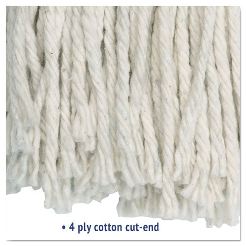 Cut-end Wet Mop Head, Cotton, #16, White, 12/carton.