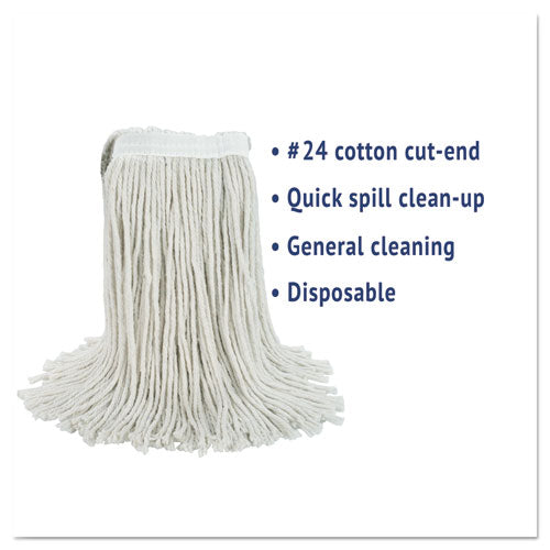 Cut-end Wet Mop Head, Cotton, No. 24, White.