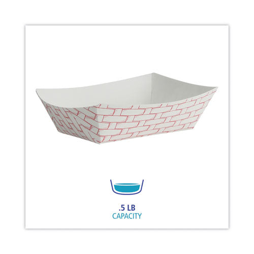 Paper Food Baskets, 0.5 Lb Capacity, Red/white, 1,000/carton.