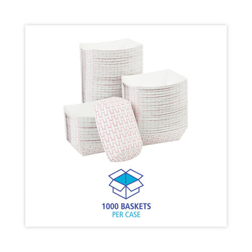 Paper Food Baskets, 0.5 Lb Capacity, Red/white, 1,000/carton.