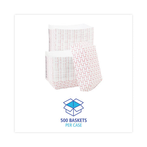 Paper Food Baskets, 5 Lb Capacity, Red/white, 500/carton.