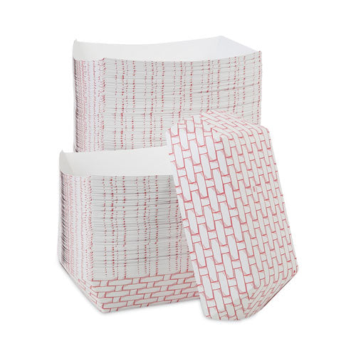 Paper Food Baskets, 5 Lb Capacity, Red/white, 500/carton.