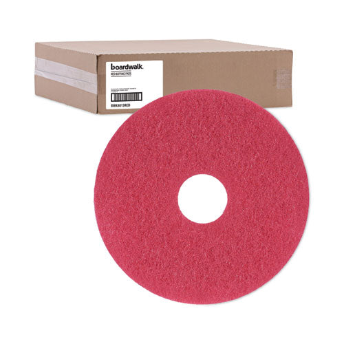 Buffing Floor Pads, 13" Diameter, Red, 5/carton.