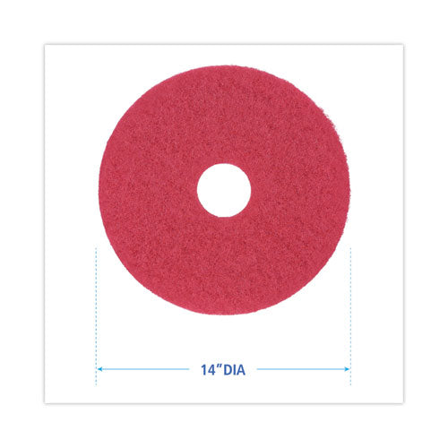 Buffing Floor Pads, 14" Diameter, Red, 5/carton.