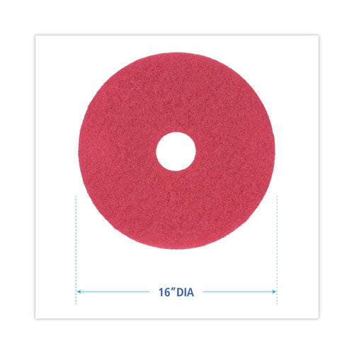 Buffing Floor Pads, 16" Diameter, Red, 5/carton.