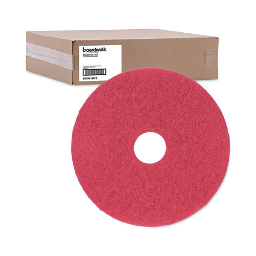 Buffing Floor Pads, 16" Diameter, Red, 5/carton.