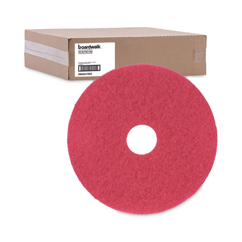 Buffing Floor Pads, 17" Diameter, Red, 5/carton.