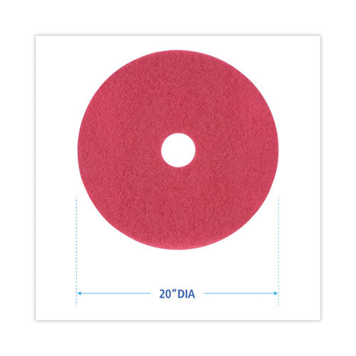 Buffing Floor Pads, 20" Diameter, Red, 5/carton.