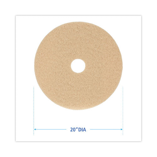 Burnishing Floor Pads, 20" Diameter, Tan, 5/carton.