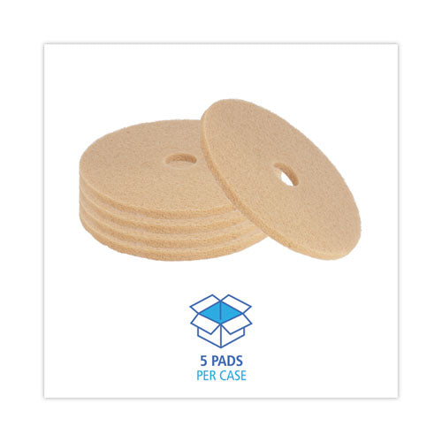 Burnishing Floor Pads, 20" Diameter, Tan, 5/carton.