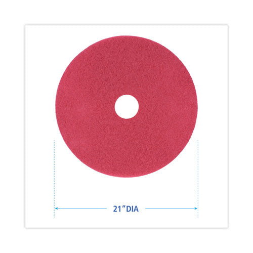 Buffing Floor Pads, 21" Diameter, Red, 5/carton.