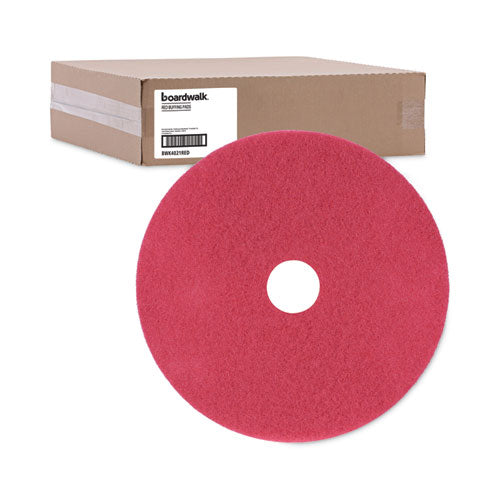 Buffing Floor Pads, 21" Diameter, Red, 5/carton.