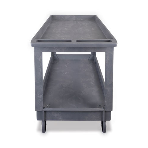 Two-shelf Utility Cart, Plastic, 2 Shelves, 300 Lb Capacity, 24" X 40" X 31.5", Gray.