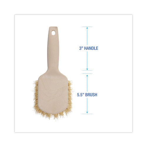 Utility Brush, Cream Tampico Bristles, 5.5" Brush, 3" Tan Plastic Handle.