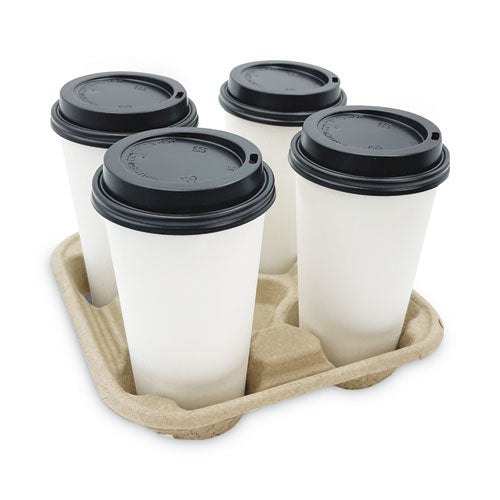 Cup Carrier Tray, 8 Oz To 32 Oz, Four Cups, Kraft, 300/carton.