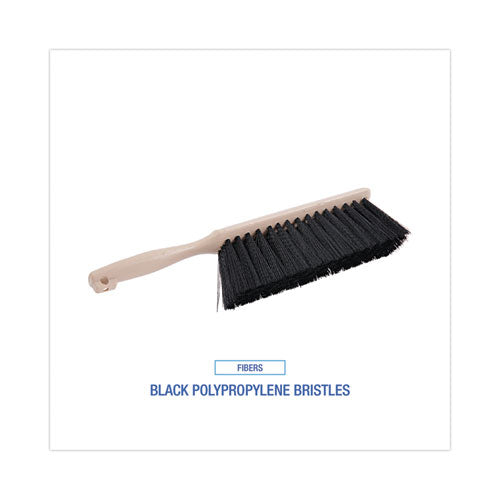 Counter Brush, Black Polypropylene, 4.5" Brush, 3.5" Tan Plastic Handle.