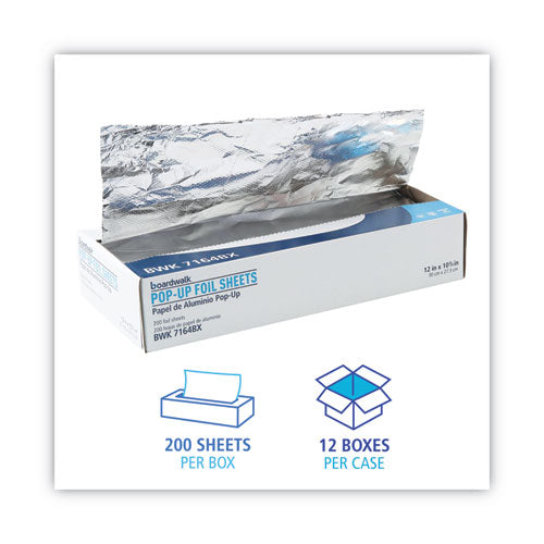 Heavy-duty Aluminum Foil Pop-up Sheets, 63 Gauge, 12 X 10.75, 200 Sheets/box,12 Boxes/carton