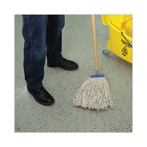 Cut-end Lie-flat Wet Mop Head, Cotton, 16oz, White, 12/carton.