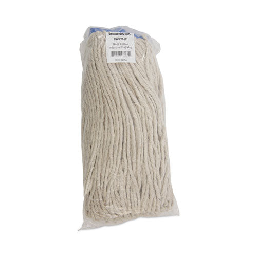 Cut-end Lie-flat Wet Mop Head, Cotton, 16oz, White.