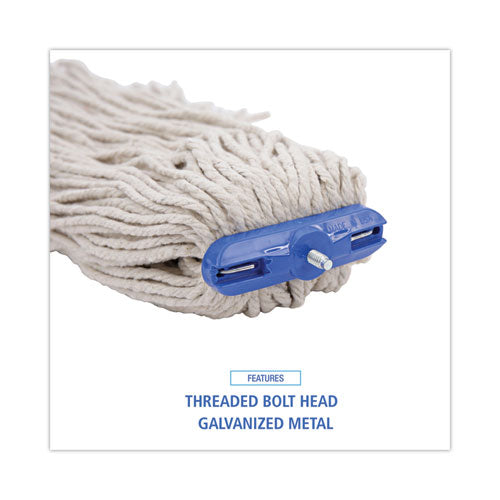 Cut-end Lie-flat Wet Mop Head, Cotton, 16oz, White.