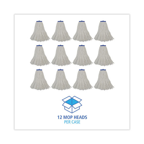 Cut-end Lie-flat Wet Mop Head, Rayon, 16oz, White, 12/carton.