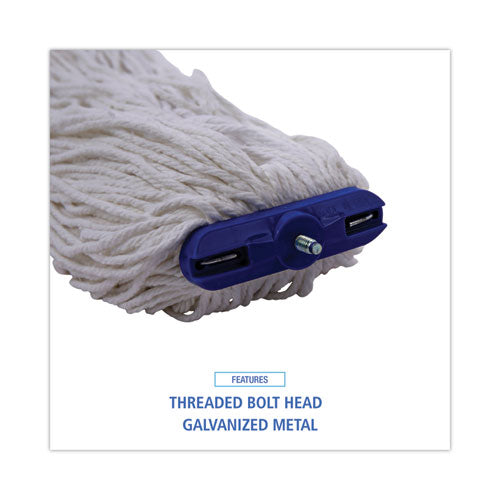 Cut-end Lie-flat Wet Mop Head, Rayon, 16oz, White, 12/carton.