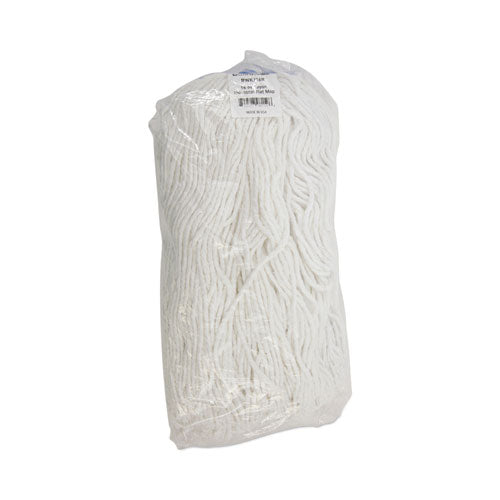 Cut-end Lie-flat Wet Mop Head, Rayon, 16oz, White, 12/carton.