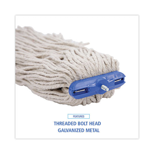 Cut-end Lie-flat Wet Mop Head, Cotton, 24oz, White, 12/carton.